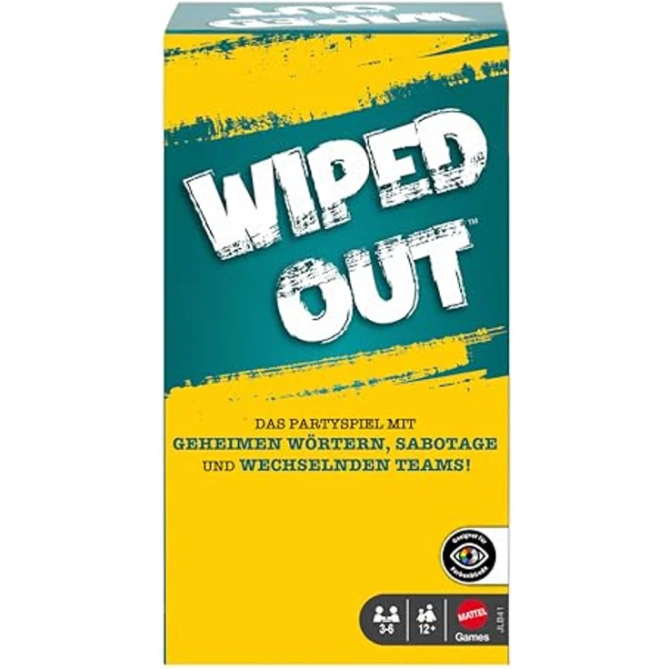 Mattel Wiped Out Partyspiel, Ratespiel mit 30 Sekunden Zeitlimit und interaktiven Hinweismöglichkeiten – Bild 1