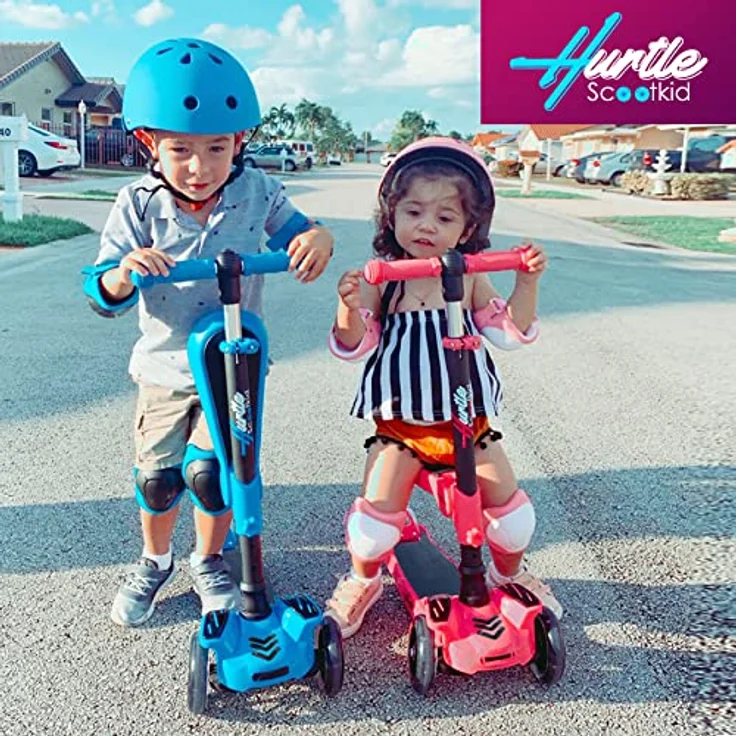 Hurtle ScootKid, Kinderscooter mit klappbarem und abnehmbarem Sitz, großen Rädern, LED-Lichtern, verstellbarem Lenker für Kinder bis 60 kg – Bild 7