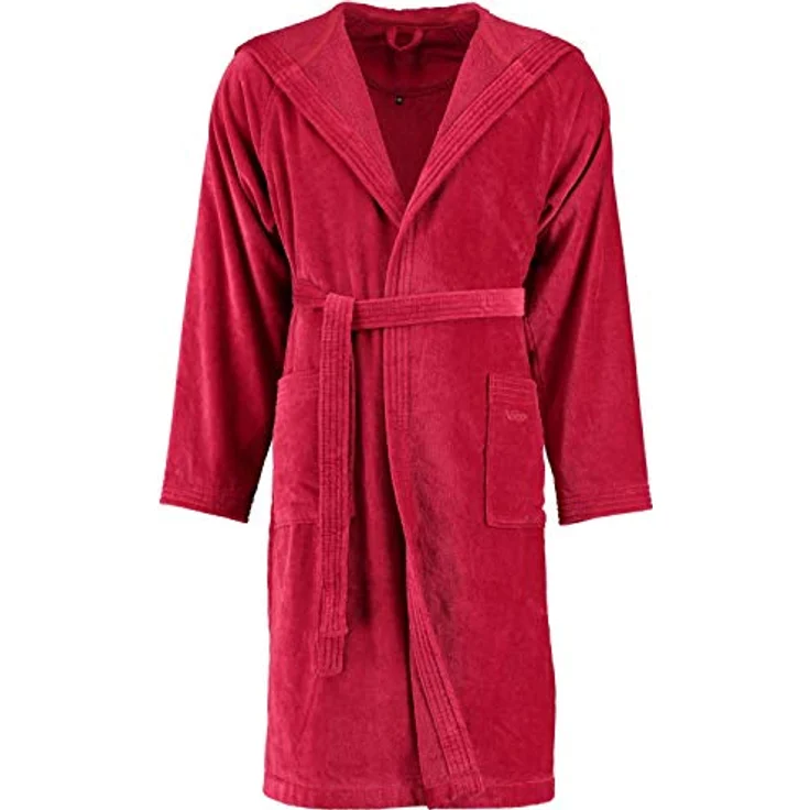 VOSSEN Kurzmantel Texas Rubin, unisex Bademantel mit Kapuze aus 100% Baumwolle, weiß – Bild 3