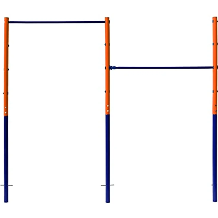 Best Sporting Turnreck Garten I Reckstange Garten Kinder und Erwachsene I Höhenverstellbare Kletterstange Outdoor in Blau-Orange I Turngeräte für Kinder für Spaß im Garten I Doppel - 241cm – Bild 2
