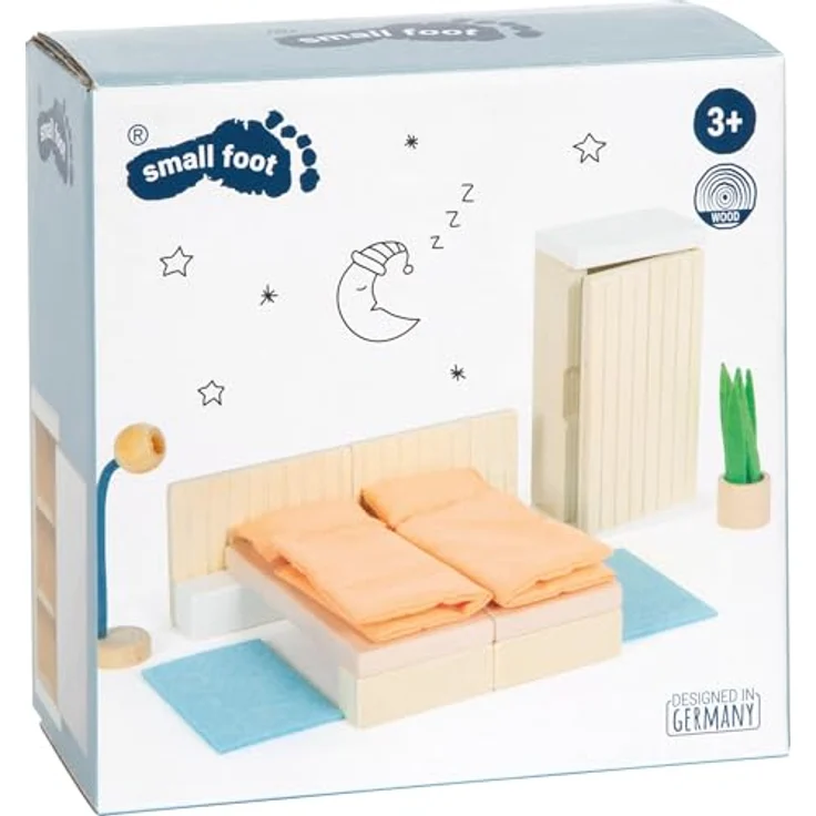 Small Foot Puppenhausmöbel Schlafzimmer, 12-tlg. Set mit Betten, Kleiderschrank und Accessoires in Naturholz – Bild 10