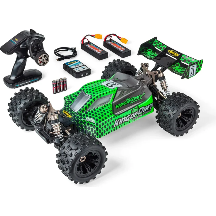 Carson 1:8 King of Dirt Buggy 2.0 RTR - Brushless, 2x Lipo Akkus und Ladegerät in Grün – Bild 1