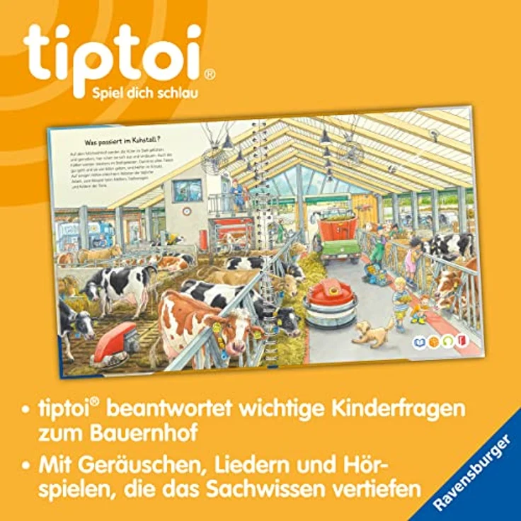 Ravensburger tiptoi® Buch - Wieso? Weshalb? Warum? - Auf dem Bauernhof, interaktive Erlebnisse mit Erklärungen und Geräuschen – Bild 5