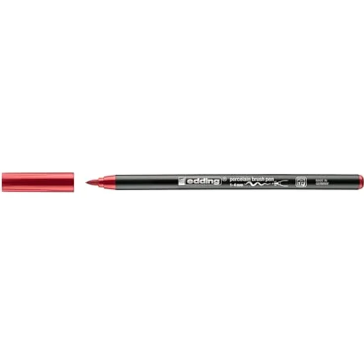 edding 4200 Porzellan Brushpen karmesin, flexibler Pinselstift für Porzellan, spülmaschinenfest bis 50°C, schnelltrocknend und korrigierbar – Bild 4