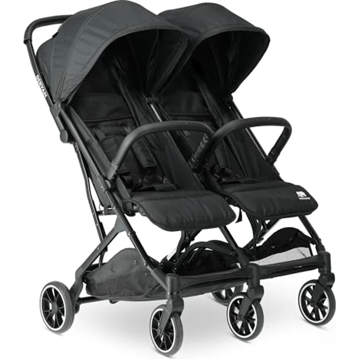 Deryan Rolo X2 Kinderwagen Buggy 2 in 1, kompakt & faltbar, belastbar bis 44 kg, von Geburt bis 4 Jahre, schwarz – Bild 1