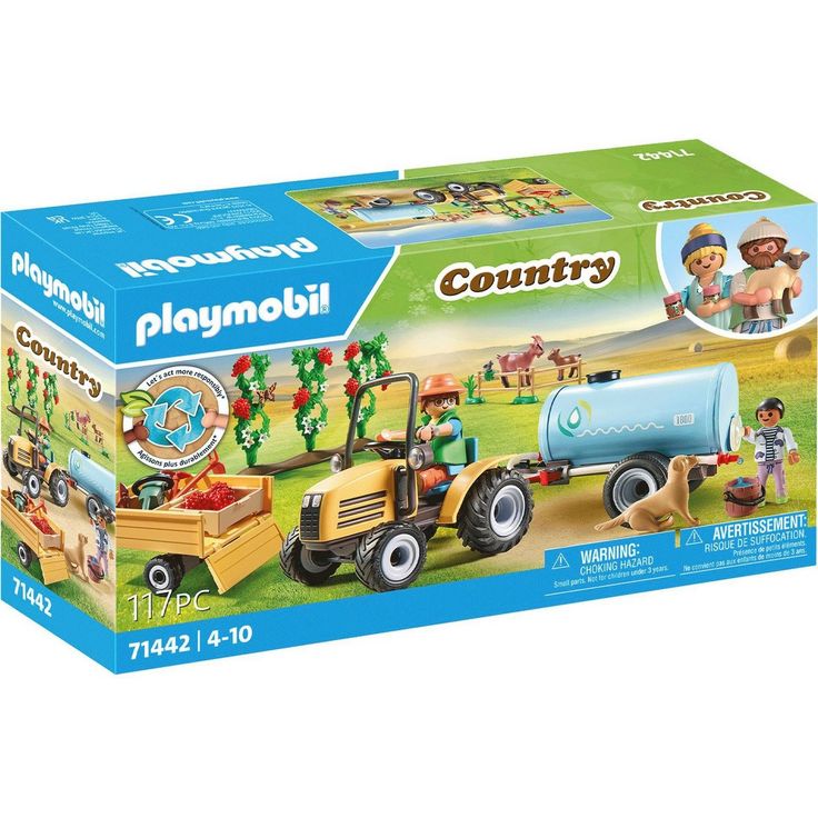 Playmobil® Traktor mit Anhänger und Wassertank (71442), Country Konstruktions-Spielset, (117 St), teilweise aus recyceltem Material, Made in Germany