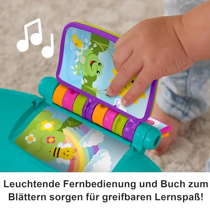 Fisher-Price Lernspaß Musikstuhl E3, interaktiver Lernstuhl für Babys mit 120+ Liedern und dreisprachiger Sprachwahl (Deutsch, Französisch, Englisch) – Bild 4