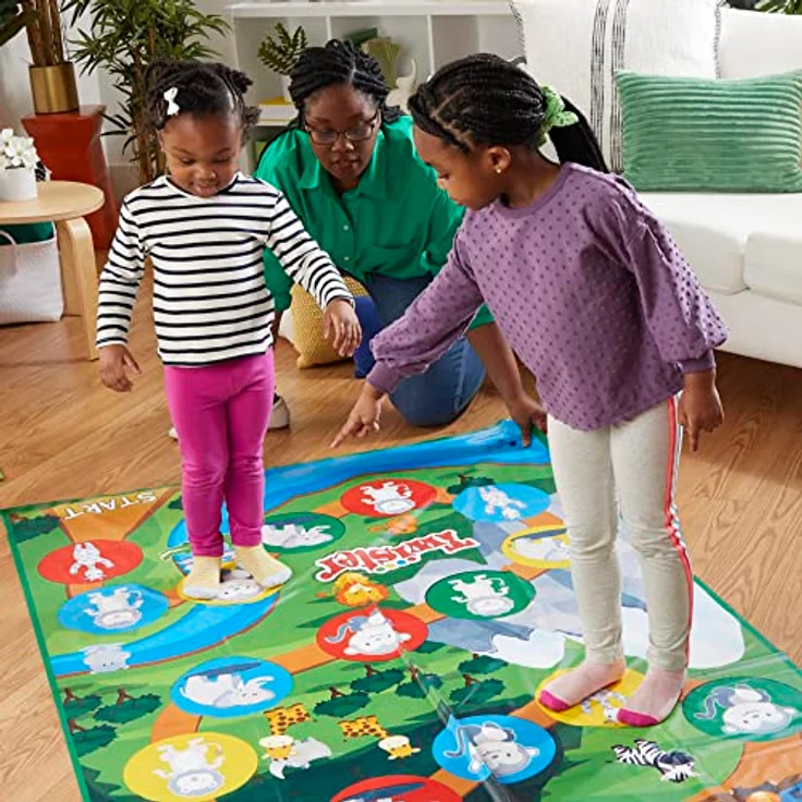 HASBRO Twister Junior Spiel Tierbrett, 2 Spiele in 1 mit doppelseitiger Matte und Drehscheibe, polnische Version für 2-4 Spieler – Bild 4