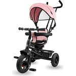 HyperMotion Dreirad für Kinder von 1 Jahr bis 20 kg, Kinderfahrräder, 1–4 Jahre, Kinderfahrrad mit Schiebelenker, Dreirad, Elterngriff, rosa