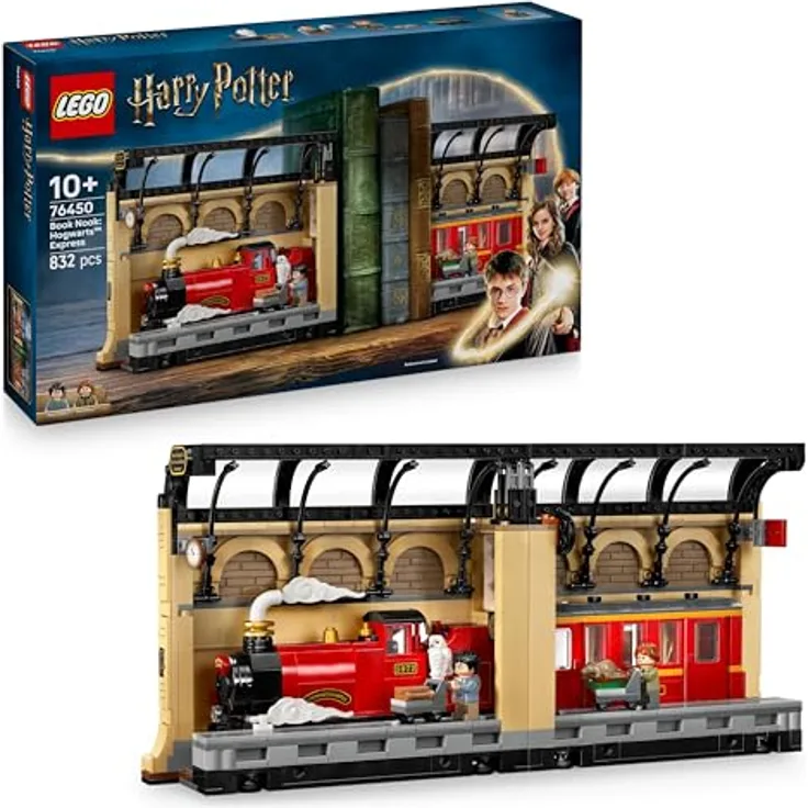 LEGO Harry Potter™ 76450 Buchstütze: Hogwarts Express Bausatz, 832 Teile, mehrfarbig mit Minifiguren Harry Potter und Ron Weasley