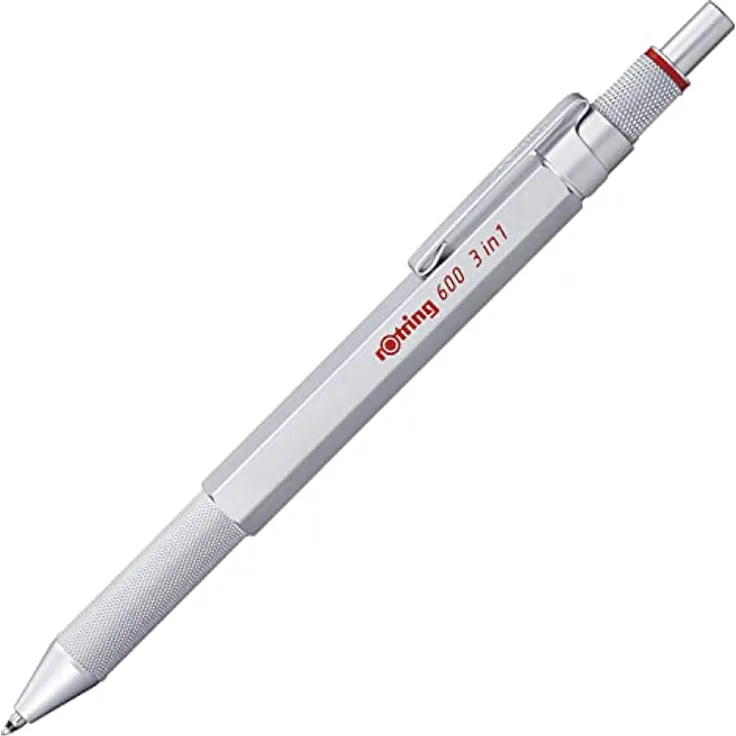 Rotring Feinminenstift, vollmetallischer Körper mit sechseckigem Schaft, Silber und Rot