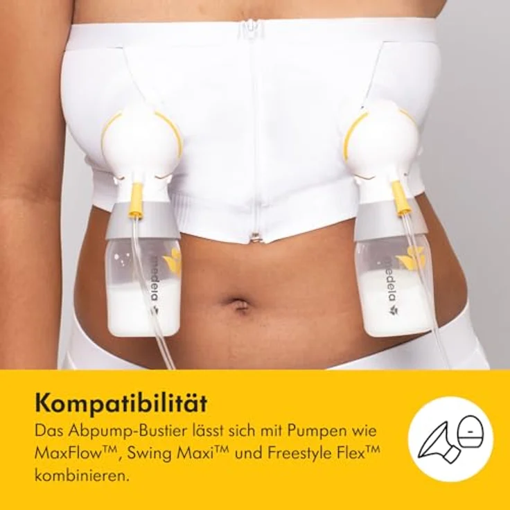 Medela Abpump-Bustier Hands-free, flexibles Milchpumpenzubehör, Weiß, Größe L – Bild 8