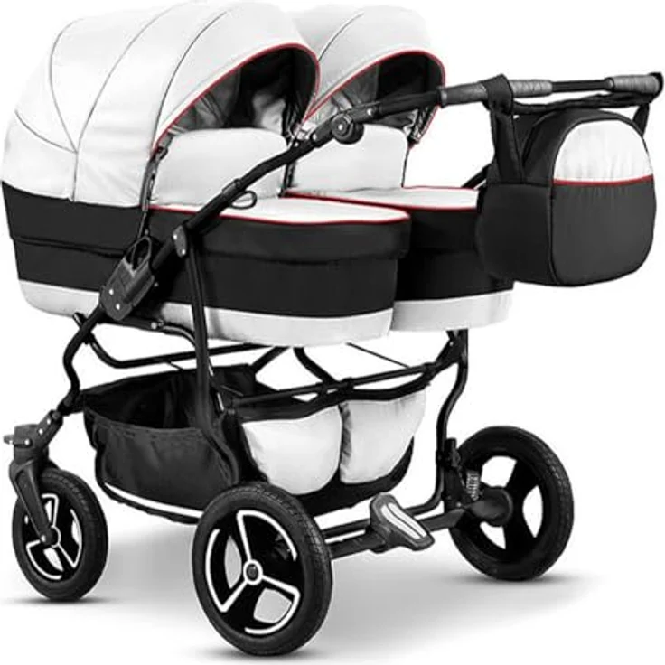 Elcar Zwillingskinderwagen 5 in 1 Twin Star inkl. Autositze und Iso Bases - Federungen & große Luftbereifung - in 16 Farben – Bild 2