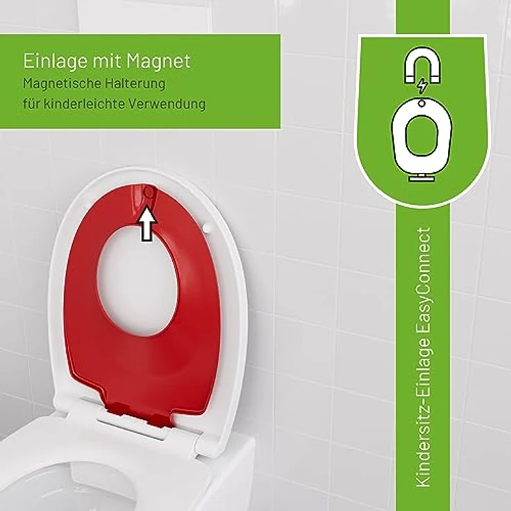 LUVETT® Toilettensitz Kinder C490 Family WC-Sitz universal mit Kindersitz-Einlage, Toilettendeckel mit SoftClose Absenkautomatik für Kinder & Erwachsene abnehmbar, Farbe:Pop-Rot – Bild 5