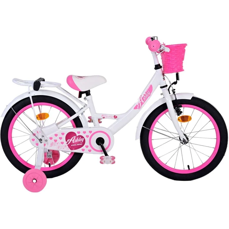 T&Y Trade Kinderfahrrad Ashley 31830, 18 Zoll Mädchenfahrrad, 1 Gang, Rücktrittbremse, Gepäckträger, Stützräder, Korb, Seitenständer - Weiß