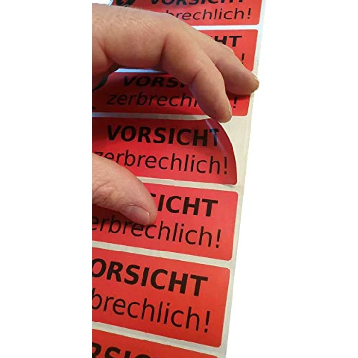 varivendo 50 Stück Aufkleber Etikett Vorsicht Zerbrechlich, selbstklebende Versandetiketten, 114 x 36 mm, leuchtend rot – Bild 2