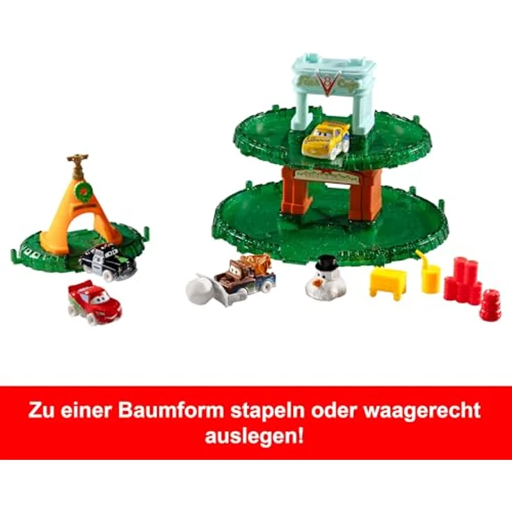 Mattel Disney Pixar Cars Microauta Adventskalender, mit 4 Mini-Fahrzeugen und winterlicher Schneemann-Autofigur – Bild 4