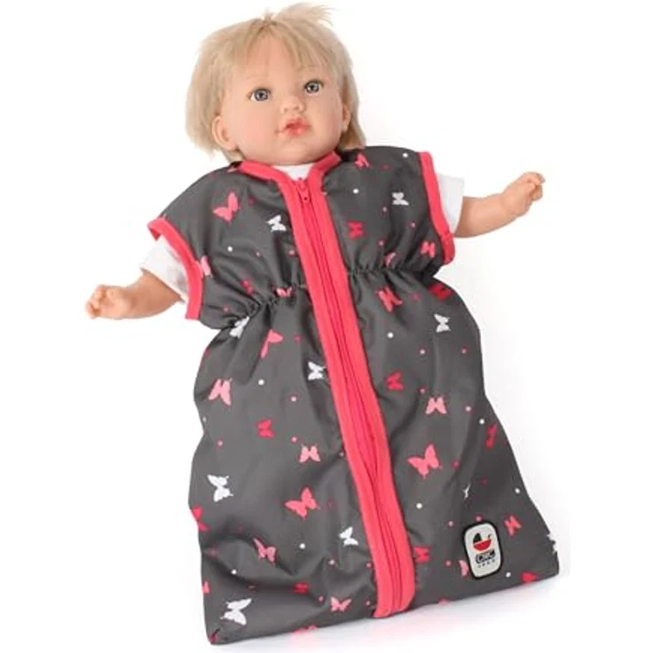 CHIC2000 Puppen Schlafsack Butterfly, komfortabel mit langem seitlichen Reißverschluss, passend für Puppen bis 55 cm, 45 x 27 x 2 cm, 0,1 kg – Bild 2