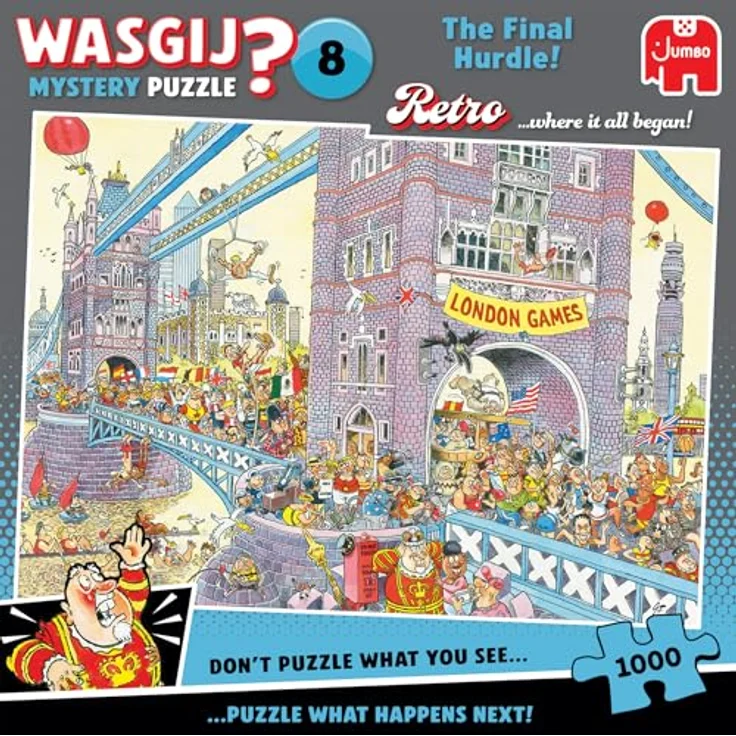 Wasgij Retro Mystery 8 - Die letzte Hürde! - 1000 Teile Wimmelbild Puzzle für Erwachsene, umweltfreundlich, Escapepuzzle – Bild 4