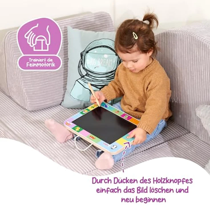 Eichhorn Tafel Zeichentafel LCD, Maltafel für Kinder ab 3 Jahren mit 22,5 x 16 cm Malfläche, inkl. Holzstift und Tragelasche – Bild 4