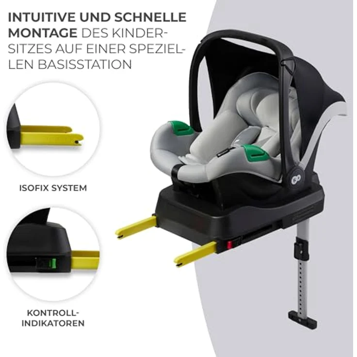 KinderKraft Mink Pro + Base Mink FX, Reboarder für Kinder 40-75 cm, ECE R129/i-Size, integrierter Einsatz, H-Guard System, SPS, einfache Isofix-Montage – Bild 4