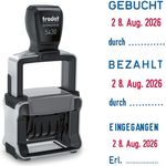 TRODAT Stempel 5430/L, tauschbare Textplatten: Eingegangen, Bezahlt, Gebucht, selbstfärbend