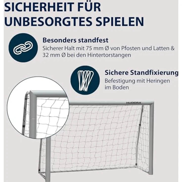 HUDORA Kinder, Jugendliche & Erwachsene Fußball-Tor Expert 300 Garten Fußballtor grau – Bild 7
