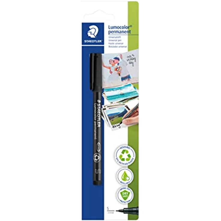 STAEDTLER Marker für Fotografie Lumocolor permanent, zur Beschriftung von Fotos und Fotobüchern, wisch- und wasserfest, lichtbeständig, Schwarz, Linienbreite S ca. 0,4 mm, 313-9 BK-1 – Bild 1
