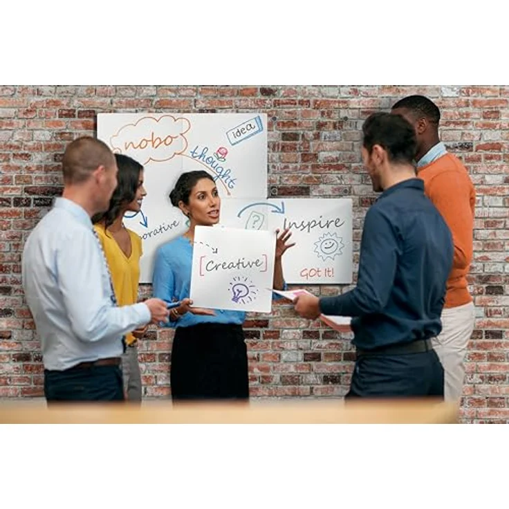 NOBO Whiteboard 60 x 45 cm, rahmenloses magnetisches Maltafel in Weiß mit innovativem Befestigungssystem – Bild 2