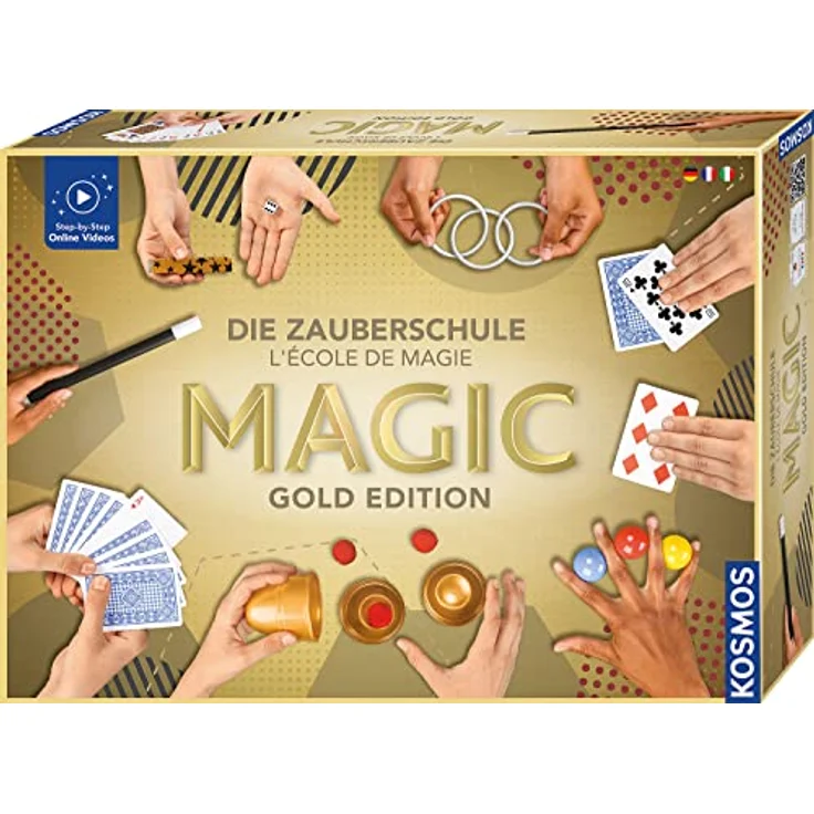 Kosmos Zauberkasten Die Zauberschule Magic - Gold Edition DFI, 75 Zaubertricks für Kinder ab 8 Jahren mit Video-Tutorials und bebilderter Anleitung – Bild 1