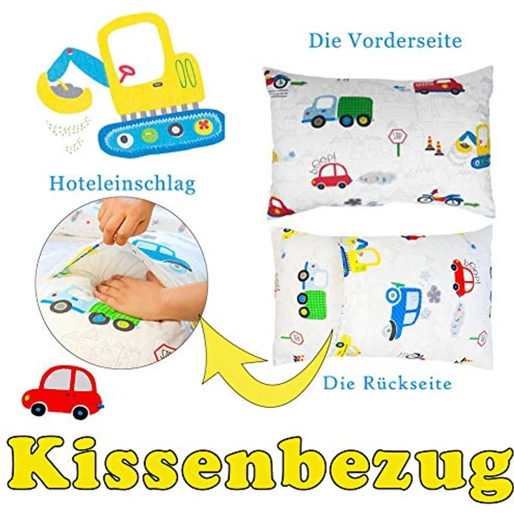 KEAYOO Kinderbettwäsche 100 x 135 100% Baumwolle Autos mit Reißverschluss für Mädchen Jungen – Bild 4