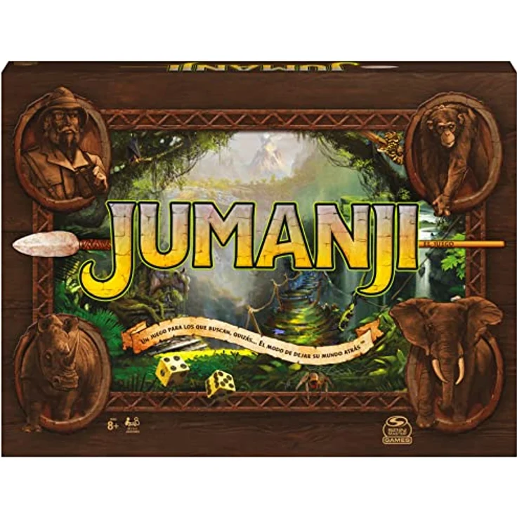 Spin Master Jumanji, Tischspiel für 2-4 Spieler, ab 8 Jahren, Sprache: Spanisch, Maße: 27,31 x 37,15 x 5,4 cm – Bild 1
