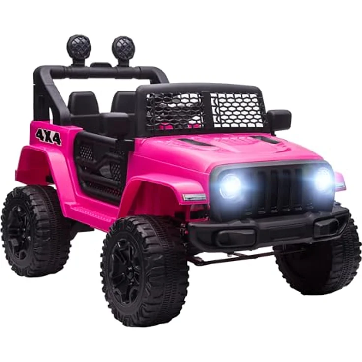 HOMCOM Elektro Kinderauto 12V, 4x4 mit 2x35W Motor, 2,4G Fernbedienung, LED Hupe, Sicherheitsgurt, Stoßdämpfer, rosa, für Kinder von 3-6 Jahren – Bild 1