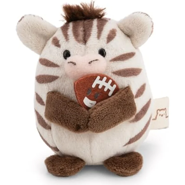 NICI Kuscheltier Zebra Stripey 8cm mit Footballkostüm und Football in Geschenkbox, braun, mymochi Kawaii-Design, weich und kuschelig – Bild 4