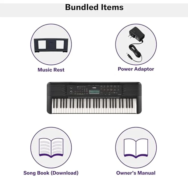 Yamaha PSR-E283, 61-Tasten Keyboard mit LCD-Display, Akku- und Gleichstrombetrieb, schwarz – Bild 2