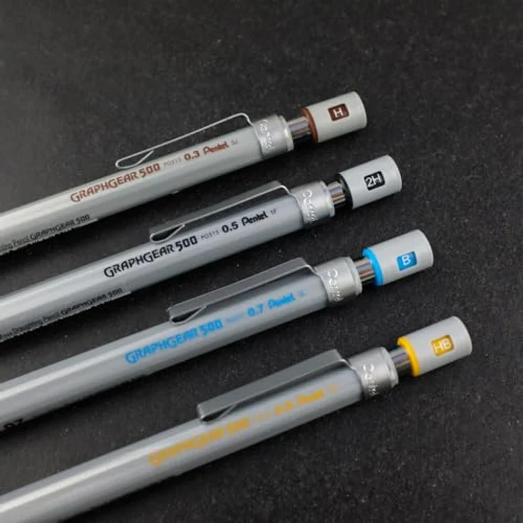 PENTEL Graphgear 500, Druckbleistift 0,3mm mit 4mm starrer Minenführung, silber/braun, Packung mit 12 Stück – Bild 3