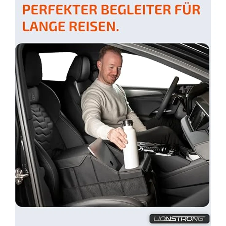 LIONSTRONG® Auto Organizer, universeller Rücksitz- und Beifahrersitz Organizer mit extrem stabilen Kunststoffplatten, wasserabweisend und extra Stauraum für Snacks und Spielzeug – Bild 4