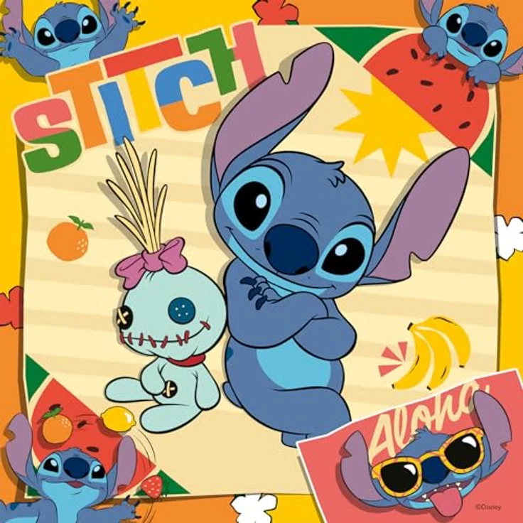 Ravensburger Kinderpuzzle - 12004114 Disney Stitch - Puzzle für Kinder ab 5 Jahren, mit 3x49 Teilen - bunte Puzzlemotive, extradickes Material, inkl. Mini-Poster – Bild 5