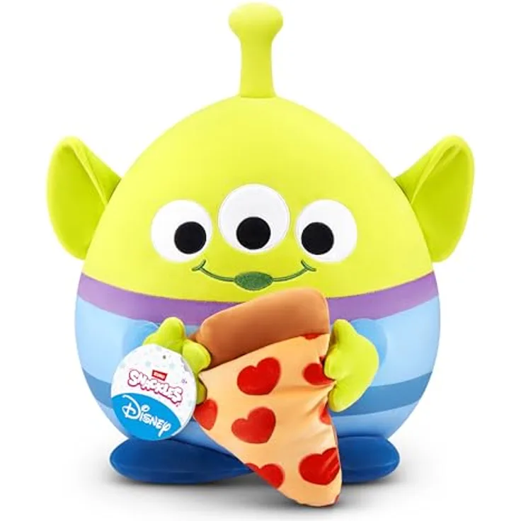 Snackles Disney Plüschspielzeug, 35 cm großes Alien mit Pizza-Snack-Accessoire, superweicher Plüsch