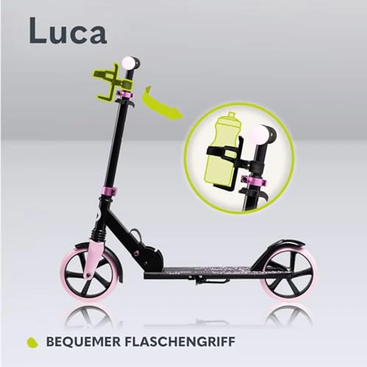 lionelo Cityroller LUCA, klappbarer Tretroller mit Stoßdämpfer, 200mm Rädern, ABEC7 Kugellager, Aluminium, schwarz – Bild 6