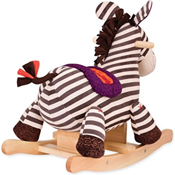 B. toys Schaukelpferd Zebra gestreift aus weichem Plüsch und hochwertigem Holz, Schaukeltier zum Draufsitzen für Kinder und Babys ab 18 Monaten – Bild 5