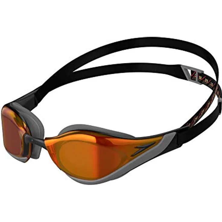 Speedo Unisex Erwachsene Fastskin Pure Focus Schwimmbrille, Schwarz/Cool Grau/Fire Gold, Einheitsgröße