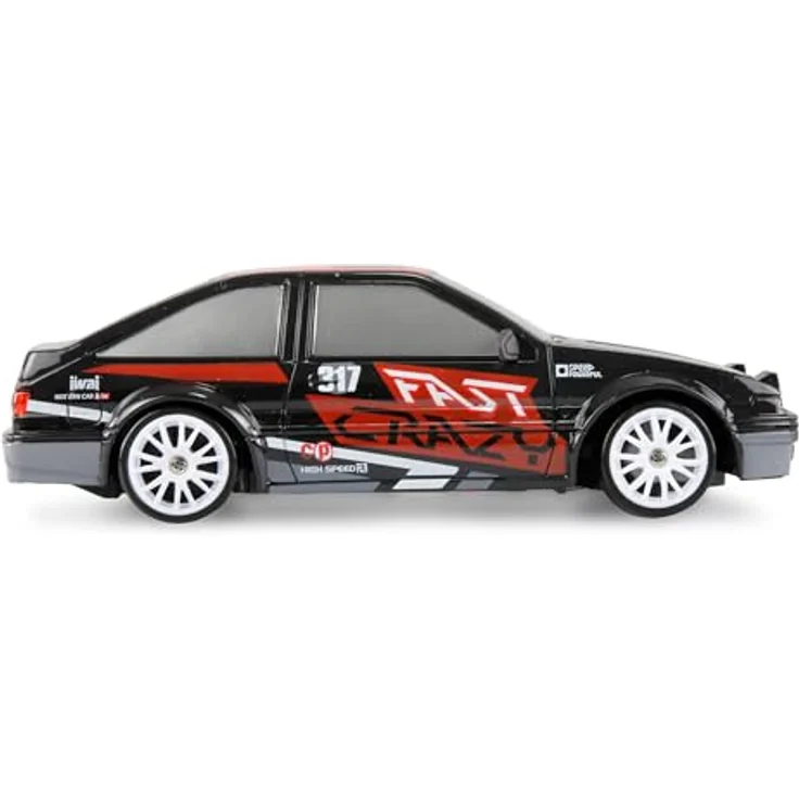Amewi Drift Sport Car 4WD 1:24 RC ferngesteuert RTR schwarz, LED-Frontbeleuchtung, Zusatzreifen mit Gummiauflage – Bild 4