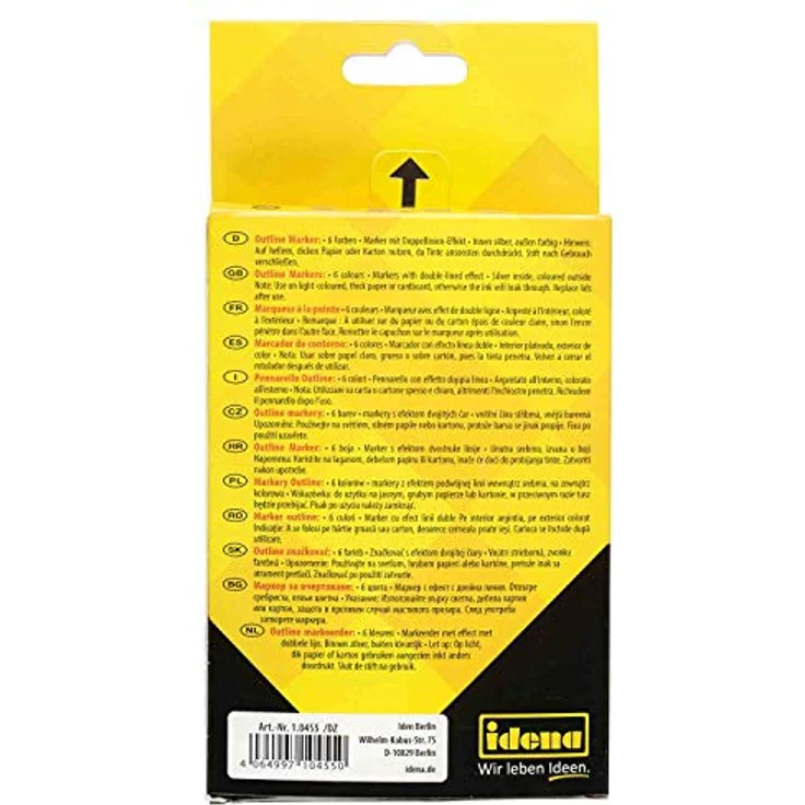 Idena 10455 Outline-Marker mit Doppellinien-Effekt, 6 Farben außen, silberner Inneneffekt, schnelltrocknend, wasserfest – Bild 2