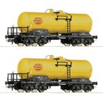Roco 6600199 H0 2er-Set Kesselwagen „Minol“ der Deutschen Reichsbahn, 4-achsige Modelleisenbahn-Wagen