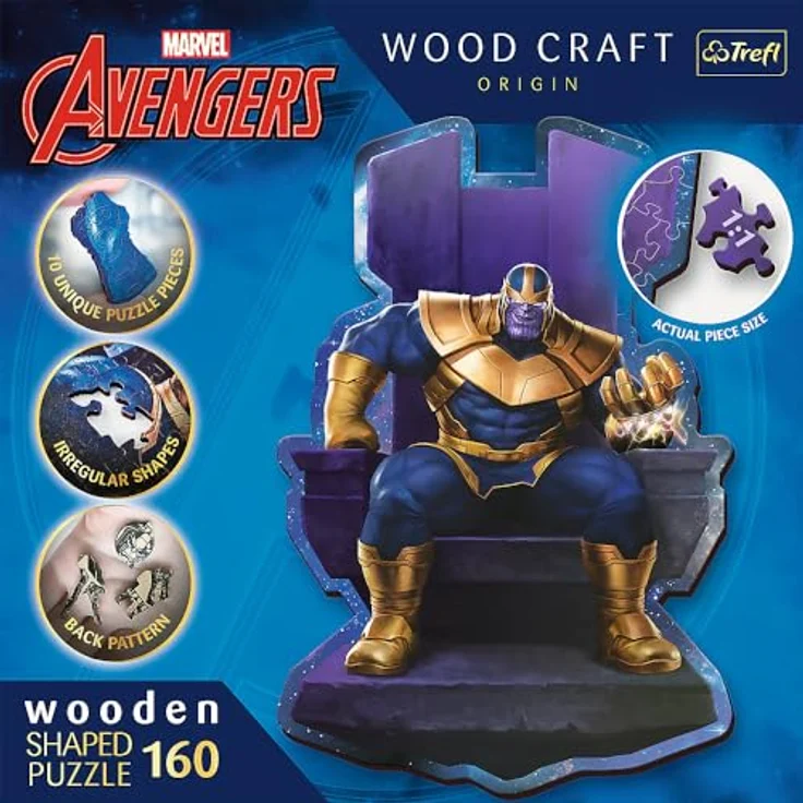 Trefl 20184 Woodcraft Marvel Avengers Konturenpuzzle aus Holz, Mehrfarbig – Bild 3