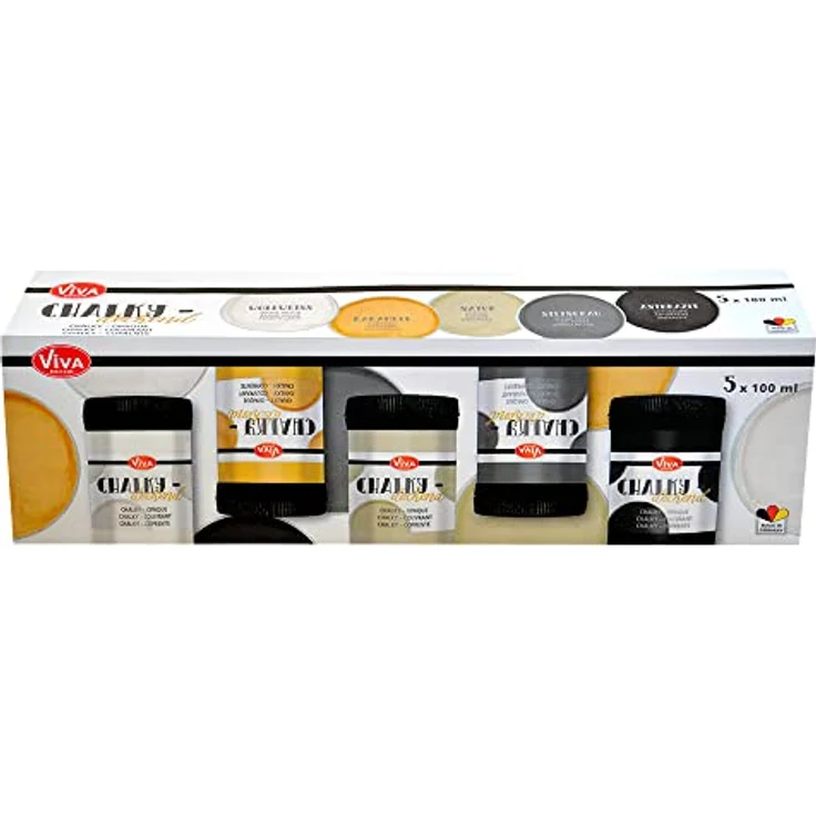 Viva Decor Chalky deckend Klassisch, 5er-Set Malfarben für Porzellan, Glas und Terrakotta – Bild 2