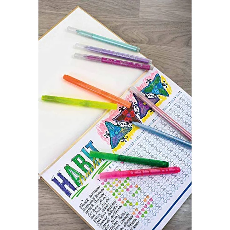 Eberhard Faber 551404 Textmarker mit Keilspitze, in Neon Farben mit Glitzer, 4er Etui, bunt – Bild 3