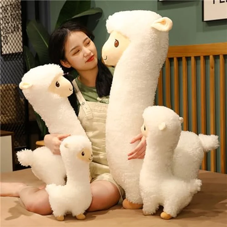 Herfair Alpaka Kuscheltier, Plüsch Lama aus weicher Lammfellwolle, 33 cm, braun, ideales Geschenk für Kinder – Bild 4