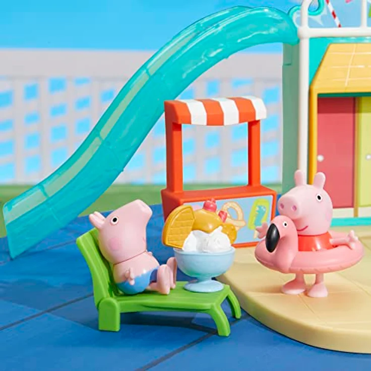 Hasbro Peppa Pig Schwimmbad-Spaß Set F62955L0, Actionfiguren mit Peppa und Schorsch, 27,9 x 45,7 x 8,1 cm – Bild 7